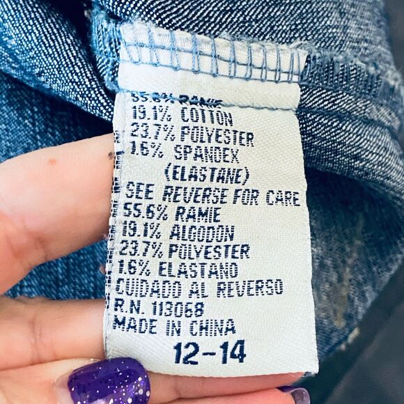 Vintage Y2k Jean Jacket Blazer Embroidered Denim Size XL 12 Fall Floral Trucker - Picture 10 of 11